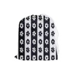 Black-and-white-flower-pattern-by-zebra-stripes-seamless-floral-for-printing-wall-textile-free-vecto Drawstring Pouch (Large)