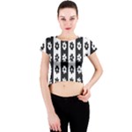 Black-and-white-flower-pattern-by-zebra-stripes-seamless-floral-for-printing-wall-textile-free-vecto Crew Neck Crop Top