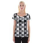 Black-and-white-flower-pattern-by-zebra-stripes-seamless-floral-for-printing-wall-textile-free-vecto Cap Sleeve Top