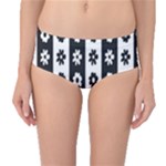 Black-and-white-flower-pattern-by-zebra-stripes-seamless-floral-for-printing-wall-textile-free-vecto Mid-Waist Bikini Bottoms