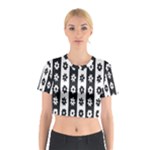 Black-and-white-flower-pattern-by-zebra-stripes-seamless-floral-for-printing-wall-textile-free-vecto Cotton Crop Top