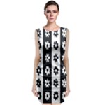 Black-and-white-flower-pattern-by-zebra-stripes-seamless-floral-for-printing-wall-textile-free-vecto Classic Sleeveless Midi Dress