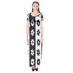 Black-and-white-flower-pattern-by-zebra-stripes-seamless-floral-for-printing-wall-textile-free-vecto Short Sleeve Maxi Dress