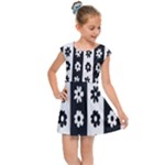 Black-and-white-flower-pattern-by-zebra-stripes-seamless-floral-for-printing-wall-textile-free-vecto Kids  Cap Sleeve Dress