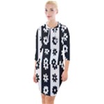Black-and-white-flower-pattern-by-zebra-stripes-seamless-floral-for-printing-wall-textile-free-vecto Quarter Sleeve Hood Bodycon Dress