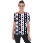 Black-and-white-flower-pattern-by-zebra-stripes-seamless-floral-for-printing-wall-textile-free-vecto Shoulder Cut Out Short Sleeve Top