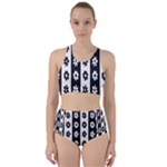 Black-and-white-flower-pattern-by-zebra-stripes-seamless-floral-for-printing-wall-textile-free-vecto Racer Back Bikini Set
