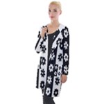 Black-and-white-flower-pattern-by-zebra-stripes-seamless-floral-for-printing-wall-textile-free-vecto Hooded Pocket Cardigan