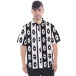 Black-and-white-flower-pattern-by-zebra-stripes-seamless-floral-for-printing-wall-textile-free-vecto Men s Short Sleeve Shirt