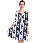 Black-and-white-flower-pattern-by-zebra-stripes-seamless-floral-for-printing-wall-textile-free-vecto Quarter Sleeve Waist Band Dress