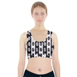 Black-and-white-flower-pattern-by-zebra-stripes-seamless-floral-for-printing-wall-textile-free-vecto Sports Bra With Pocket