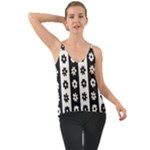Black-and-white-flower-pattern-by-zebra-stripes-seamless-floral-for-printing-wall-textile-free-vecto Chiffon Cami