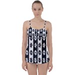Black-and-white-flower-pattern-by-zebra-stripes-seamless-floral-for-printing-wall-textile-free-vecto Babydoll Tankini Set