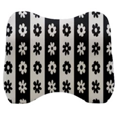 Black-and-white-flower-pattern-by-zebra-stripes-seamless-floral-for-printing-wall-textile-free-vecto Velour Head Support Cushion by nate14shop