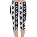 Black-and-white-flower-pattern-by-zebra-stripes-seamless-floral-for-printing-wall-textile-free-vecto Velvet Capri Leggings 