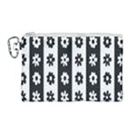 Black-and-white-flower-pattern-by-zebra-stripes-seamless-floral-for-printing-wall-textile-free-vecto Canvas Cosmetic Bag (Large)