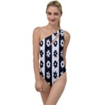 Black-and-white-flower-pattern-by-zebra-stripes-seamless-floral-for-printing-wall-textile-free-vecto To One Side Swimsuit