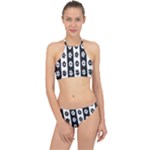 Black-and-white-flower-pattern-by-zebra-stripes-seamless-floral-for-printing-wall-textile-free-vecto Racer Front Bikini Set