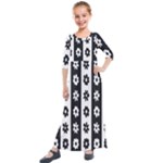 Black-and-white-flower-pattern-by-zebra-stripes-seamless-floral-for-printing-wall-textile-free-vecto Kids  Quarter Sleeve Maxi Dress