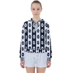 Black-and-white-flower-pattern-by-zebra-stripes-seamless-floral-for-printing-wall-textile-free-vecto Women s Tie Up Sweat