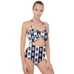 Black-and-white-flower-pattern-by-zebra-stripes-seamless-floral-for-printing-wall-textile-free-vecto Scallop Top Cut Out Swimsuit