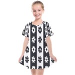 Black-and-white-flower-pattern-by-zebra-stripes-seamless-floral-for-printing-wall-textile-free-vecto Kids  Smock Dress