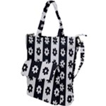 Black-and-white-flower-pattern-by-zebra-stripes-seamless-floral-for-printing-wall-textile-free-vecto Shoulder Tote Bag
