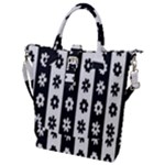 Black-and-white-flower-pattern-by-zebra-stripes-seamless-floral-for-printing-wall-textile-free-vecto Buckle Top Tote Bag