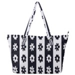 Black-and-white-flower-pattern-by-zebra-stripes-seamless-floral-for-printing-wall-textile-free-vecto Full Print Shoulder Bag