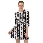 Black-and-white-flower-pattern-by-zebra-stripes-seamless-floral-for-printing-wall-textile-free-vecto Mini Skater Shirt Dress