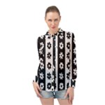 Black-and-white-flower-pattern-by-zebra-stripes-seamless-floral-for-printing-wall-textile-free-vecto Long Sleeve Chiffon Shirt