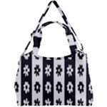 Black-and-white-flower-pattern-by-zebra-stripes-seamless-floral-for-printing-wall-textile-free-vecto Double Compartment Shoulder Bag