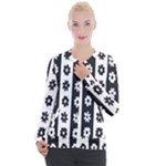 Black-and-white-flower-pattern-by-zebra-stripes-seamless-floral-for-printing-wall-textile-free-vecto Casual Zip Up Jacket