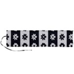 Black-and-white-flower-pattern-by-zebra-stripes-seamless-floral-for-printing-wall-textile-free-vecto Roll Up Canvas Pencil Holder (L)