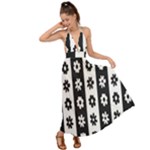 Black-and-white-flower-pattern-by-zebra-stripes-seamless-floral-for-printing-wall-textile-free-vecto Backless Maxi Beach Dress
