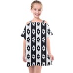 Black-and-white-flower-pattern-by-zebra-stripes-seamless-floral-for-printing-wall-textile-free-vecto Kids  One Piece Chiffon Dress