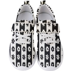 Black-and-white-flower-pattern-by-zebra-stripes-seamless-floral-for-printing-wall-textile-free-vecto Men s Velcro Strap Shoes by nate14shop