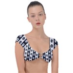 Black-and-white-flower-pattern-by-zebra-stripes-seamless-floral-for-printing-wall-textile-free-vecto Cap Sleeve Ring Bikini Top