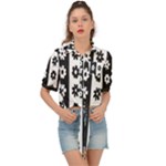 Black-and-white-flower-pattern-by-zebra-stripes-seamless-floral-for-printing-wall-textile-free-vecto Tie Front Shirt 