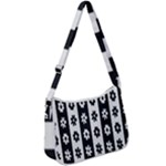 Black-and-white-flower-pattern-by-zebra-stripes-seamless-floral-for-printing-wall-textile-free-vecto Zip Up Shoulder Bag