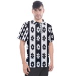 Black-and-white-flower-pattern-by-zebra-stripes-seamless-floral-for-printing-wall-textile-free-vecto Men s Polo Tee