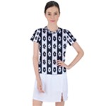 Black-and-white-flower-pattern-by-zebra-stripes-seamless-floral-for-printing-wall-textile-free-vecto Women s Sports Top