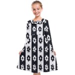 Black-and-white-flower-pattern-by-zebra-stripes-seamless-floral-for-printing-wall-textile-free-vecto Kids  Midi Sailor Dress