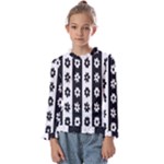 Black-and-white-flower-pattern-by-zebra-stripes-seamless-floral-for-printing-wall-textile-free-vecto Kids  Frill Detail Tee