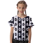 Black-and-white-flower-pattern-by-zebra-stripes-seamless-floral-for-printing-wall-textile-free-vecto Kids  Cut Out Flutter Sleeves