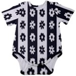 Black-and-white-flower-pattern-by-zebra-stripes-seamless-floral-for-printing-wall-textile-free-vecto Baby Short Sleeve Onesie Bodysuit