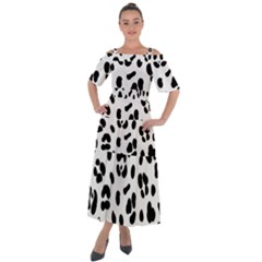 Blak-white-tiger-polkadot Shoulder Straps Boho Maxi Dress 