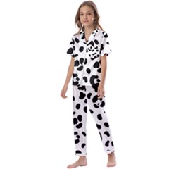 Blak-white-tiger-polkadot Kids  Satin Short Sleeve Pajamas Set by nate14shop