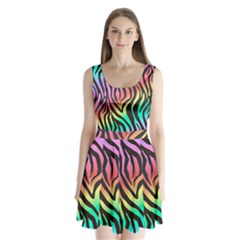 Rainbow Zebra Stripes Split Back Mini Dress  by nate14shop