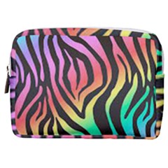 Rainbow Zebra Stripes Make Up Pouch (medium) by nate14shop